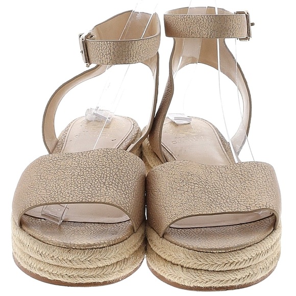 Vince Camuto Espadrille Sandal Gold Wedge Leather Women's Shoes Sandals size 10 - Picture 1 of 7